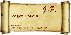 Gaiger Patrik névjegykártya